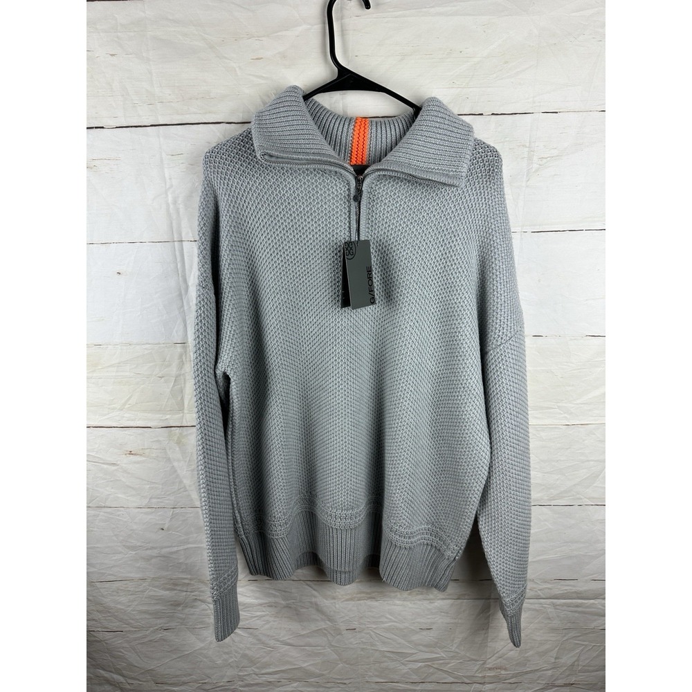 G/Fore Golf Funnel Neck 1/4 Zip Merino Wool Sweater Mens Sz‎ Large Grey MSRP $42